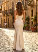 Satin Mermaid Sweetheart Strapless Long Formal Dresses with Jacquard