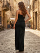 Mermaid Square Neck Long Formal Dresses with Slit