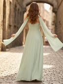 A Line Sweetheart Long Formal Dresses with Scarf