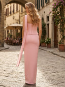 Mermaid Square Neck Long Formal Dresses with Scarf
