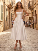 Satin A Line Spaghetti Straps Sweetheart Long Formal Dresses