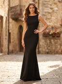 Satin Mermaid Scoop Neck Sleeveless Long Formal Dresses
