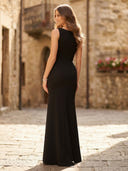 Satin Mermaid Scoop Neck Sleeveless Long Formal Dresses