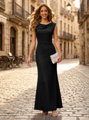 Satin Mermaid Cowl Neck Sleeveless Long Formal Dresses