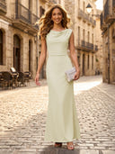 Satin Mermaid Cowl Neck Sleeveless Long Formal Dresses