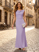Satin Mermaid Cowl Neck Sleeveless Long Formal Dresses