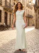 Satin Mermaid Cowl Neck Sleeveless Long Formal Dresses