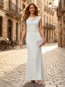 Satin Mermaid Cowl Neck Sleeveless Long Formal Dresses