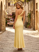 Satin Mermaid One Shoulder Sleeveless Long Formal Dresses