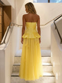 Chiffon A Line Strapless Sleeveless Long Formal Dresses