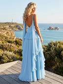 Chiffon A Line Scoop Neck Sleeveless Long Formal Dresses
