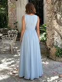 Chiffon A Line Round Neck Sleeveless Long Formal Dresses