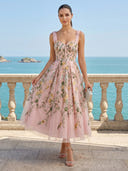 Tulle A Line Sweetheart Sleeveless Long Formal Dresses