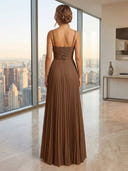 A Line Chiffon Sweetheart Sleeveless Long Formal Dresses