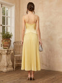 A Line Spaghetti Straps V Neck Sleeveless Long Formal Dresses