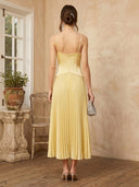 A Line Spaghetti Straps V Neck Long Formal Dresses Wedding Guest Sleeveless Maxi Dresses
