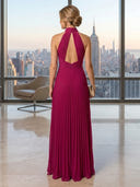 Mermaid Halter Long Sleeveless Formal Dresses with Pleated