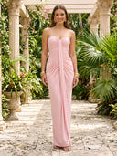 Chiffon Mermaid Strapless Sleeveless Formal Dresses with Pleated