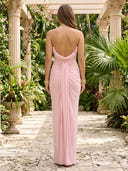 Chiffon Mermaid Strapless Sleeveless Formal Dresses with Pleated