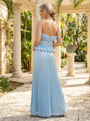 Chiffon A Line Strapless Sleeveless Formal Dresses with Pleated