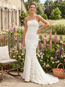 Satin Strapless Satin Sleeveless Long Formal Dresses with Train