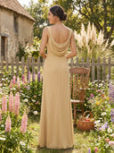 Chiffon Mermaid Spaghetti Straps Long Formal Dresses with Slit