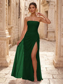 Chiffon A Line Formal Dresses Spaghetti Straps Tea Length Formal Dresses with Pleated Wedding Guest Maxi Dresses
