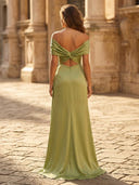 Satin Mermaid Sweetheart Off Shoulder Long Formal Dresses with Slit