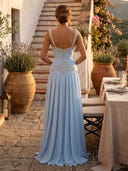 Chiffon Mermaid Sweetheart Spaghetti Straps Long Formal Dresses with Beadings