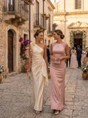Mermaid One Shoulder Long Formal Dresses with Flower Wedding Guest Sleeveless Maxi Dresses