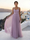 A Line Sweetheart Pleated Sleeveless Long Formal Dresses with Belt