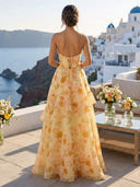 A Line Ruffled Strapless Sleeveless Long Formal Dresses