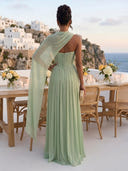 A Line Sweetheart Sleeveless Long Formal Dresses with Scarf