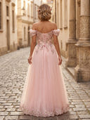 Tulle Off Shoulder A Line Strapless Long Formal Dresses
