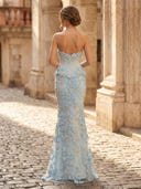 Satin Mermaid Strapless Long Formal Dresses with Flower