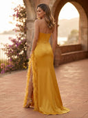 Strapless Satin Long Mermaid Formal Dresses with Slit