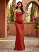 Satin Strapless Long Mermaid Formal Dresses