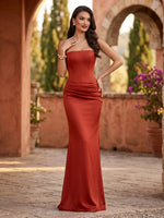 Satin Strapless Long Mermaid Formal Dresses