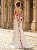 A Line Square Neck Sleeveless Long Formal Dresses with Slit