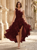 Chiffon A Line Formal Dresses Pleated One Shoulder Sleeveless Long Wedding Guest Maxi Dresses