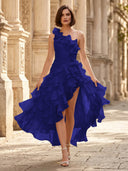 Chiffon A Line Formal Dresses Pleated One Shoulder Sleeveless Long Wedding Guest Maxi Dresses