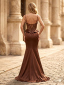 Satin Mermaid Pleated Sweetheart Sleeveless Long Formal Dresses