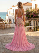 Mermaid Deep V Neck Sleeveless Long Formal Dresses with Slit