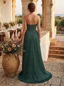 A Line Strapless Sleeveless Long Formal Dresses with Train