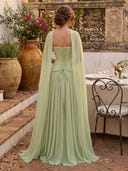 A Line Sweetheart Sleeveless Long Formal Dresses with Scarf