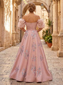 A Line Off Shoulder Sleeveless Long Formal Dresses