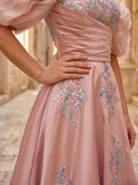A Line Off Shoulder Sleeveless Long Formal Dresses