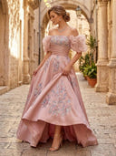 A Line Off Shoulder Sleeveless Long Formal Dresses