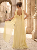 Mermaid Formal Dresses Pleated Off Shoulder Sleeveless Long Wedding Guest Maxi Dresses