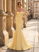 Satin Mermaid Sweetheart Long Sleeve Formal Dresses